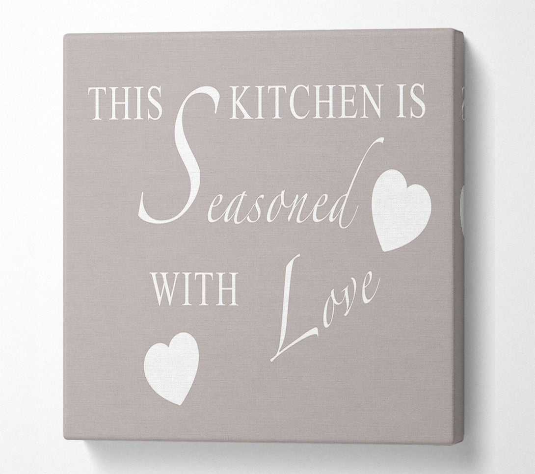  A Canvas Print of Kitchen Quote This Kitchen Is Seasoned With Love Beige Canvas Art