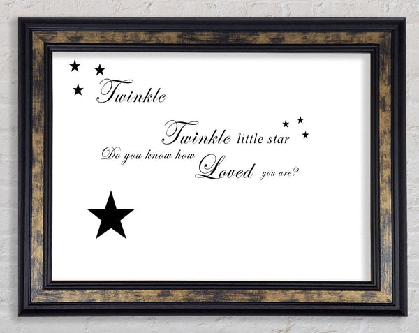Nursery Quote Twinkle Twinkle Little Star 1 White Framed Print