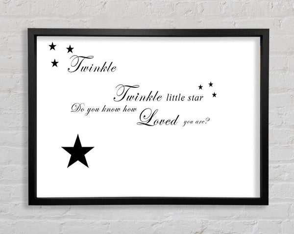 Nursery Quote Twinkle Twinkle Little Star 1 White Framed Print