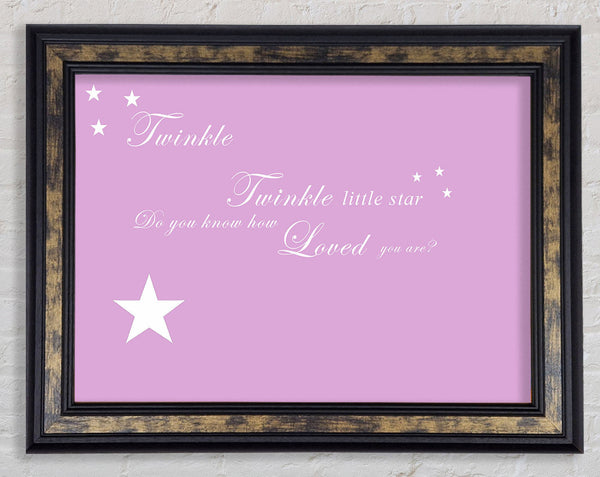 Nursery Quote Twinkle Twinkle Little Star 1 Pink Framed Print