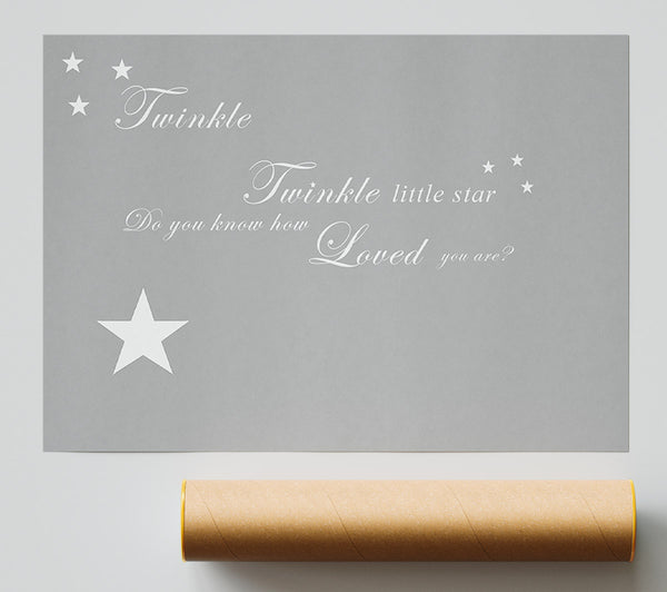 Nursery Quote Twinkle Twinkle Little Star 1 Grey White Giclee Print