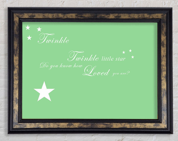 Nursery Quote Twinkle Twinkle Little Star 1 Green Framed Print