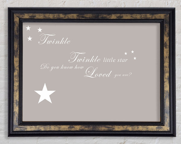 Nursery Quote Twinkle Twinkle Little Star 1 Beige Framed Print