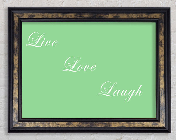 Love Quote Live Love Laugh Green Framed Print