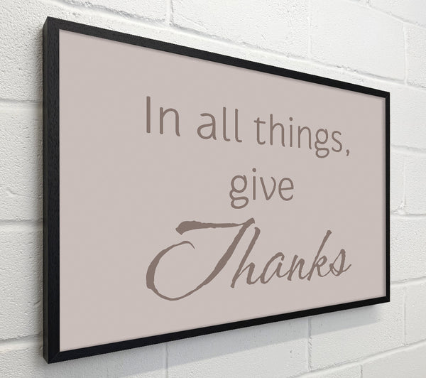 Home Quote In All Things Give Thanks Beige