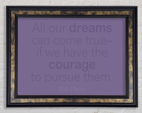 Walt Disney All Our Dreams Lilac Framed Print