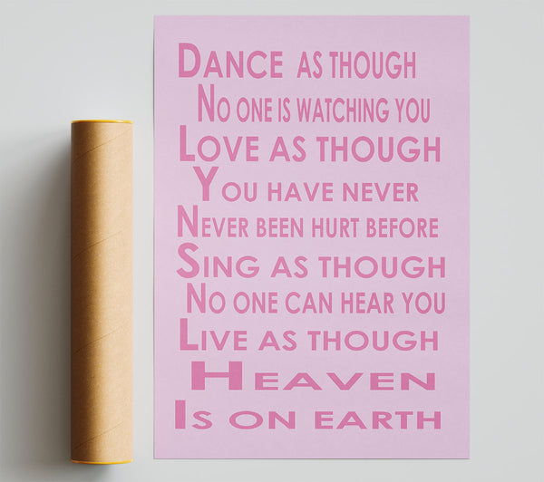 Home Quote Heaven Is On Earth Pink Print