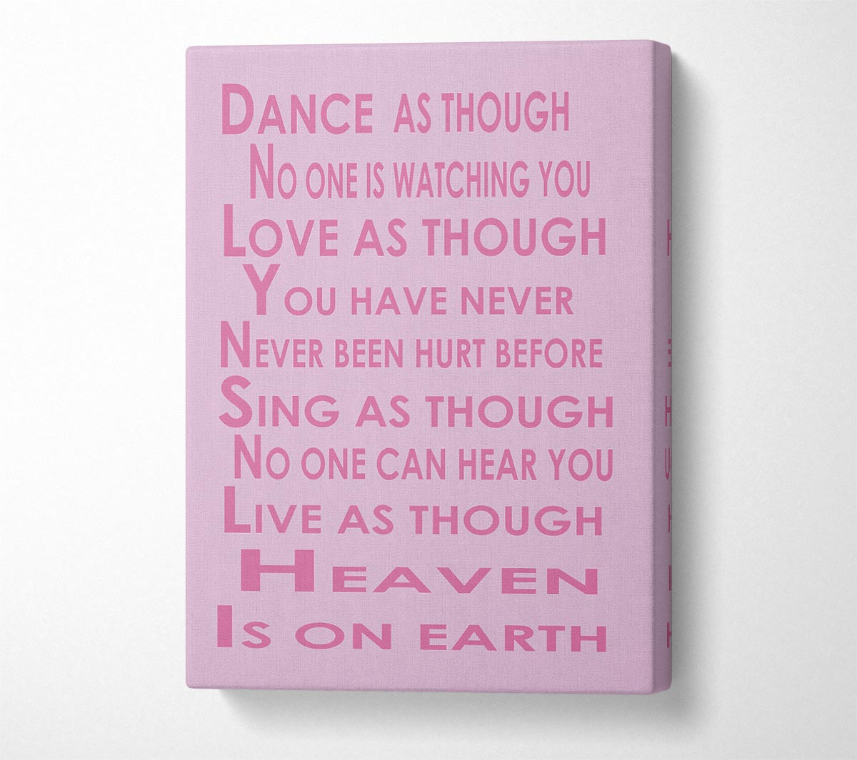 Home Quote Heaven Is On Earth Pink Canvas Wall Art