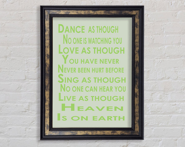 Home Quote Heaven Is On Earth Lime Green Framed Print