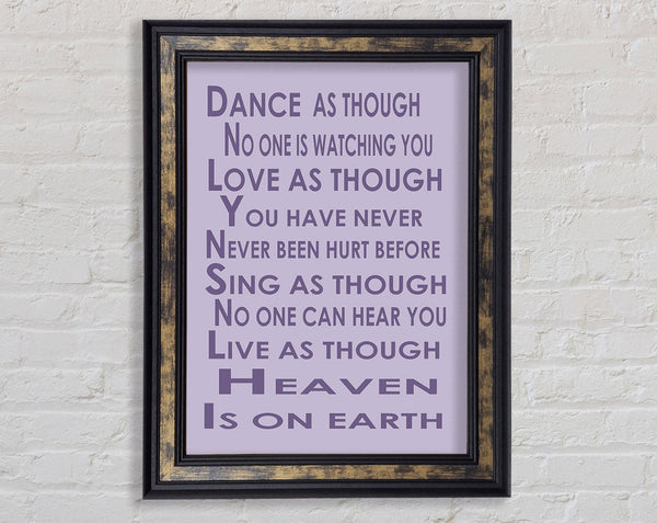 Home Quote Heaven Is On Earth Lilac Framed Print