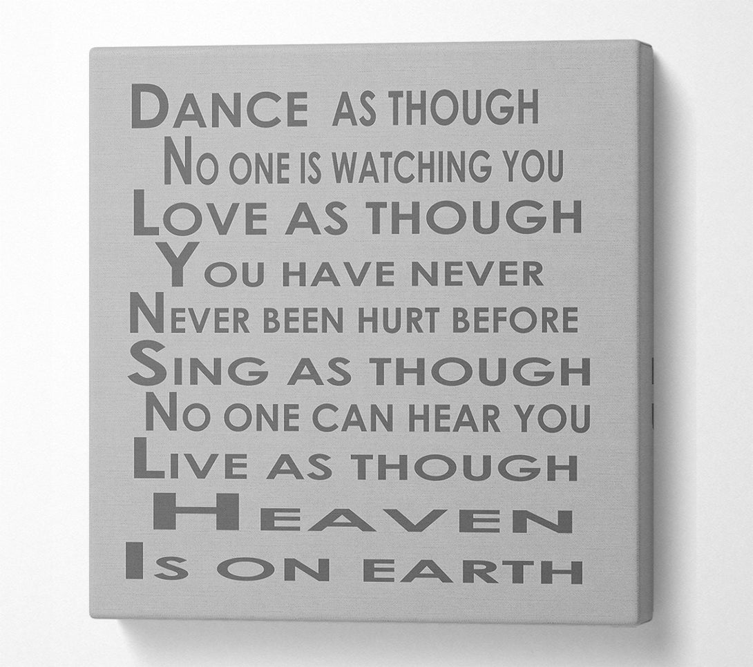  A Canvas Print of Home Quote Heaven Is On Earth Grey Canvas Art
