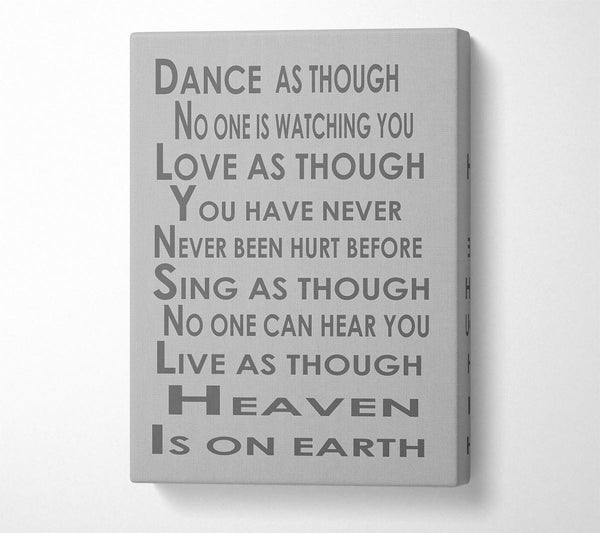  A Canvas Print of Home Quote Heaven Is On Earth Grey Canvas Art