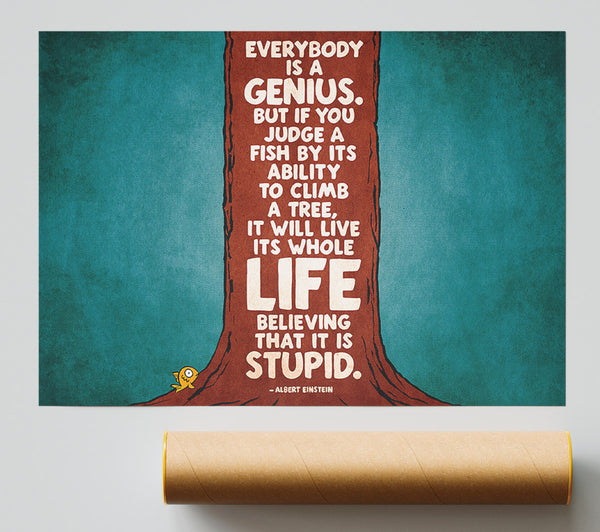 Motivational Quote Albert Einstein Everybody Is A Genius Giclee Print