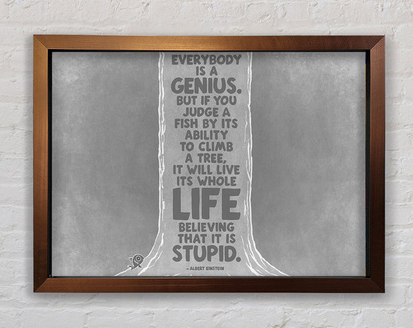 Motivationszitat Albert Einstein Jeder ist ein Genie Grau