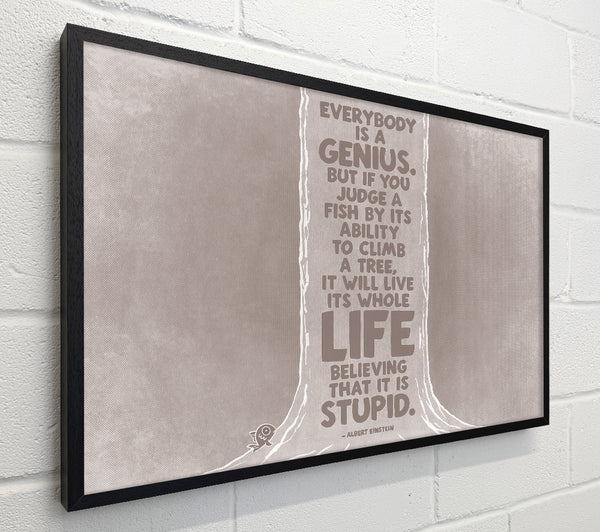 Motivational Quote Motivational Quote Albert Einstein Everybody Is A Genius Beige