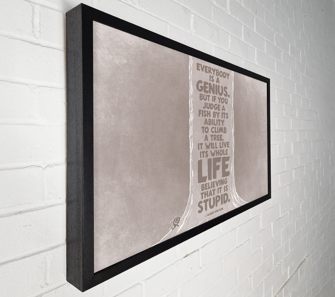  A Canvas Print of Motivational Quote Motivational Quote Albert Einstein Everybody Is A Genius Beige Canvas Art
