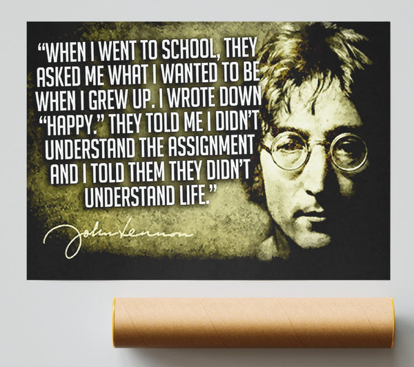 Motivational Quote Music Quote John Lennon Happy Giclee Print
