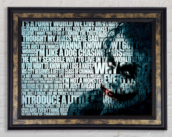 Movie Quote The Joker Funny World Framed Print