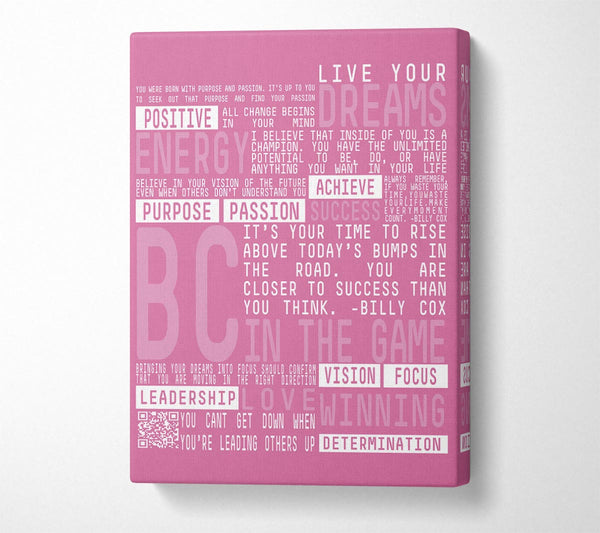  A Canvas Print of Live Your Dreams Pink Canvas Wall Art