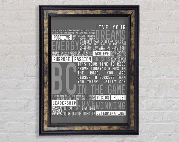 Live Your Dreams Grey Framed Print