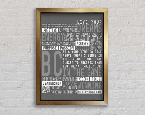 Live Your Dreams Grey Framed Print