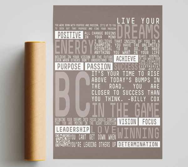 Live Your Dreams Beige Poster