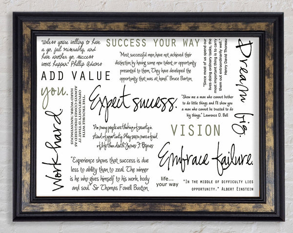 Work Hard Dream Big Expect Success Framed Print