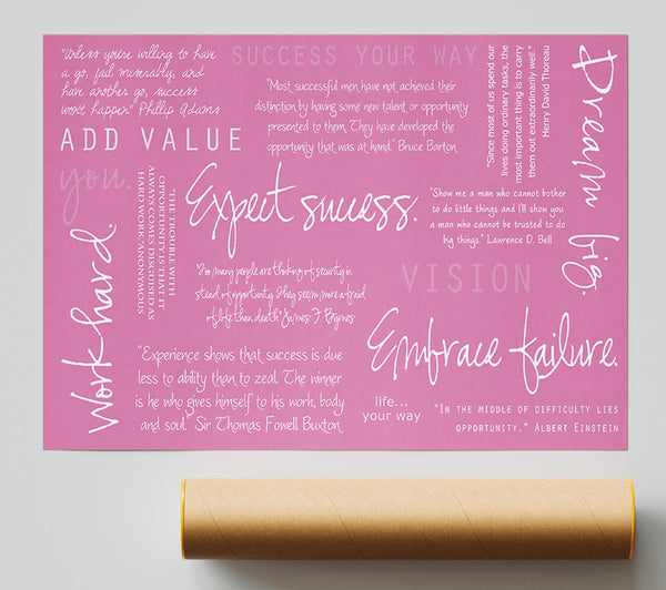 Work Hard Dream Big Expect Success Pink Poster