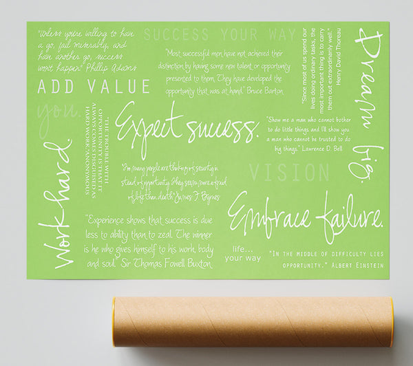 Work Hard Dream Big Expect Success Lime Green Giclee Print