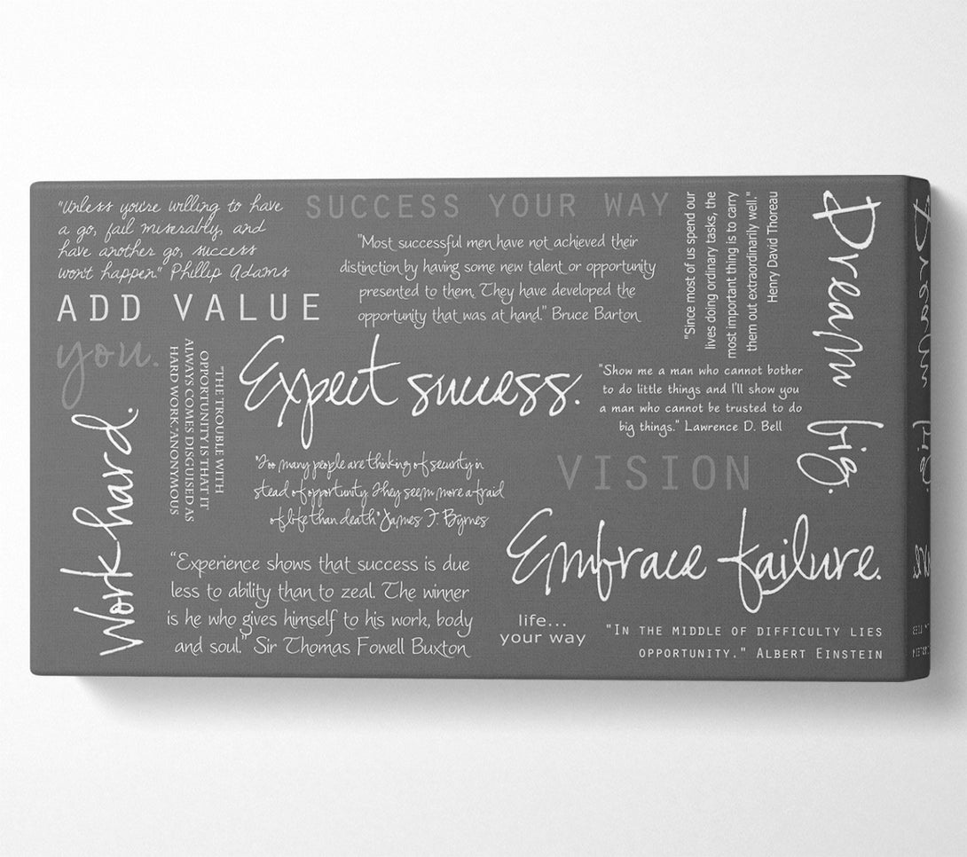  A Canvas Print of Work Hard Dream Big Expect Success Grey Canvas Art