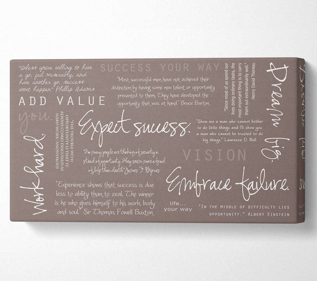  A Canvas Print of Work Hard Dream Big Expect Success Beige Canvas Print