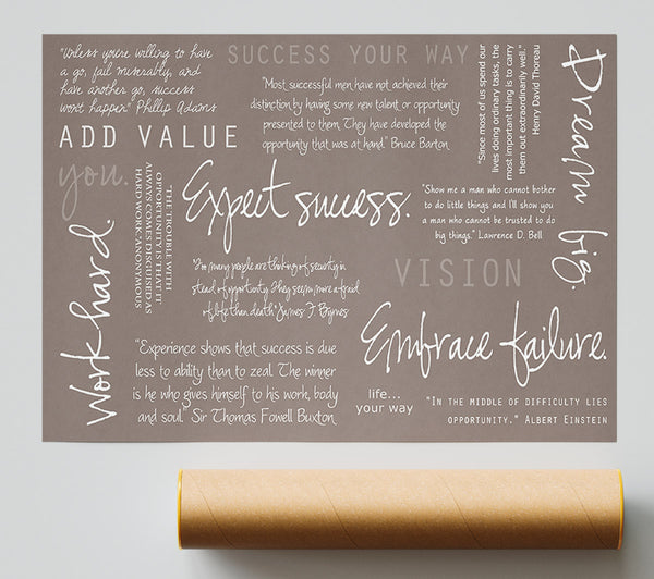 Work Hard Dream Big Expect Success Beige Poster