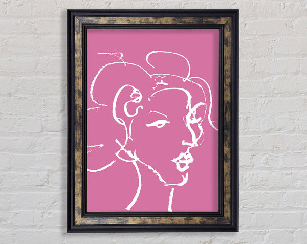 Pretty Lady Sketch Pink Framed Print