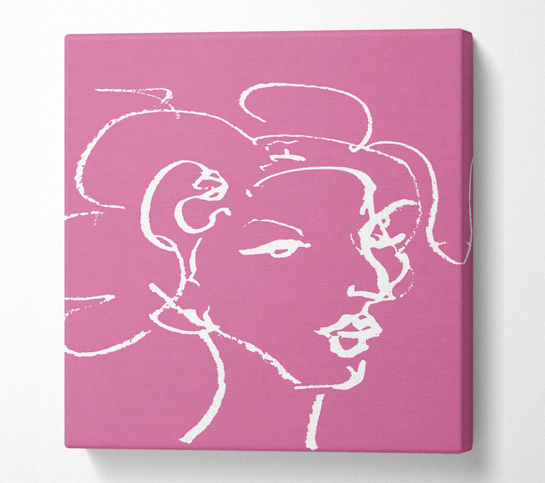  A Canvas Print of Pretty Lady Sketch Pink Canvas Art