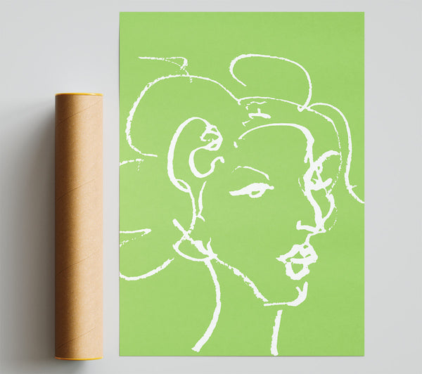 Pretty Lady Sketch Lime Green Giclee Print