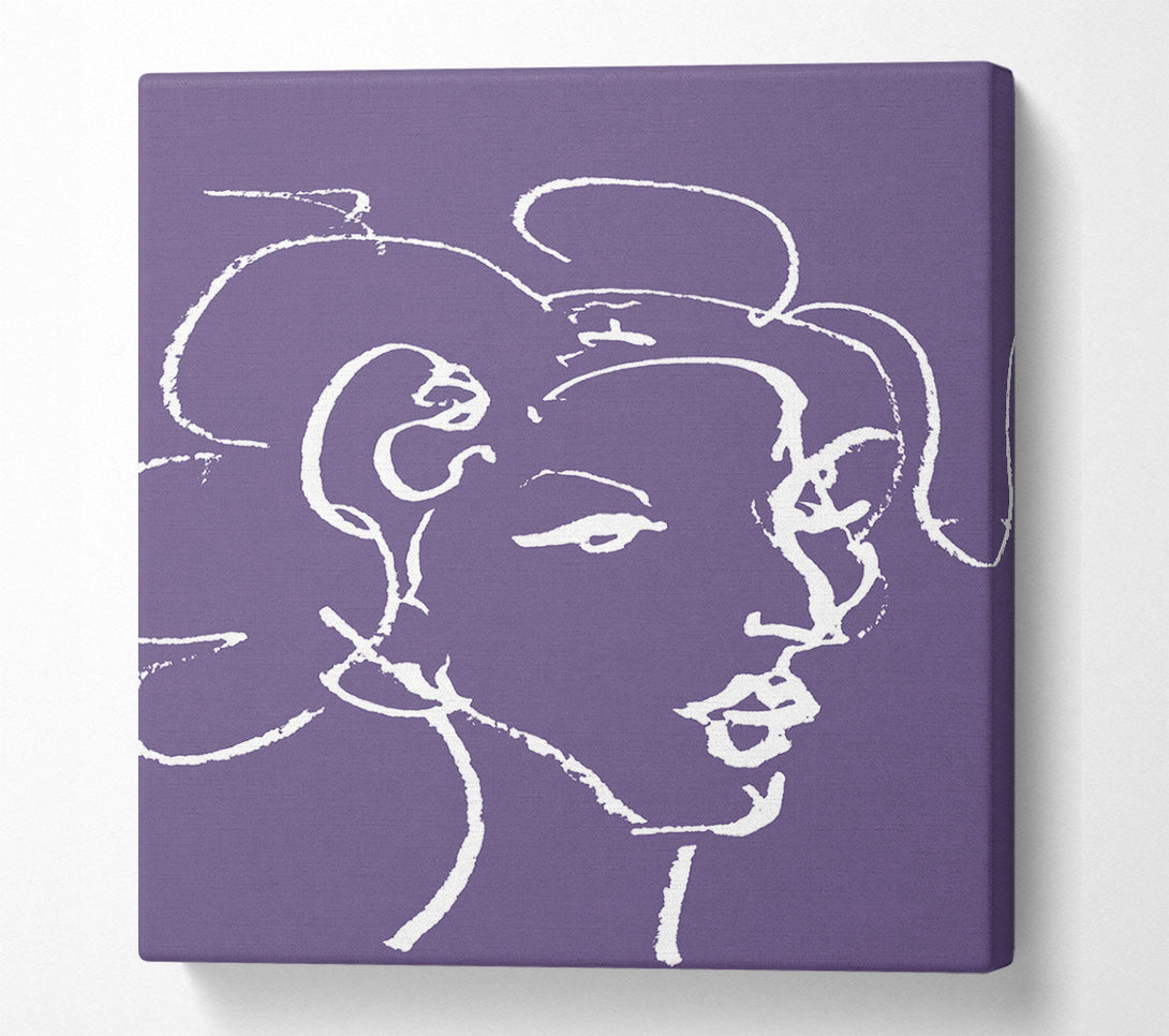  A Canvas Print of Pretty Lady Sketch Lilac Canvas Print