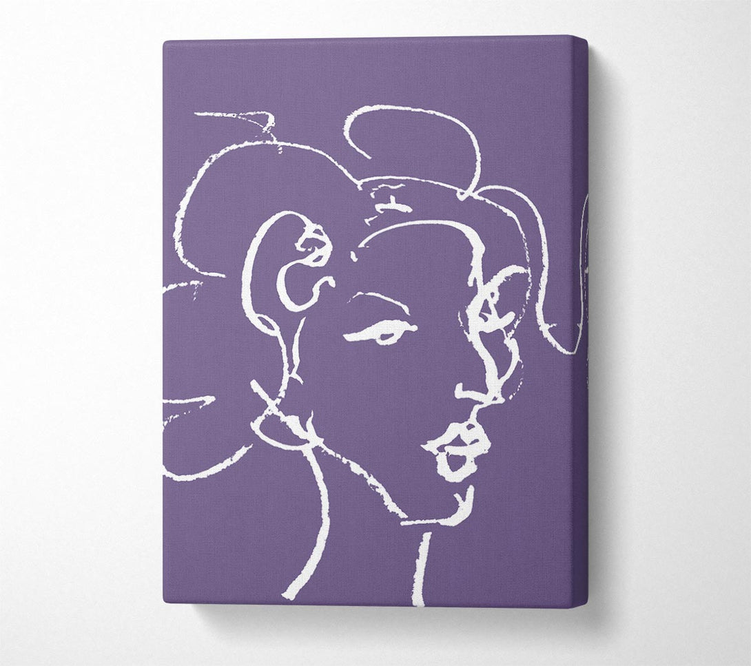  A Canvas Print of Pretty Lady Sketch Lilac Canvas Print