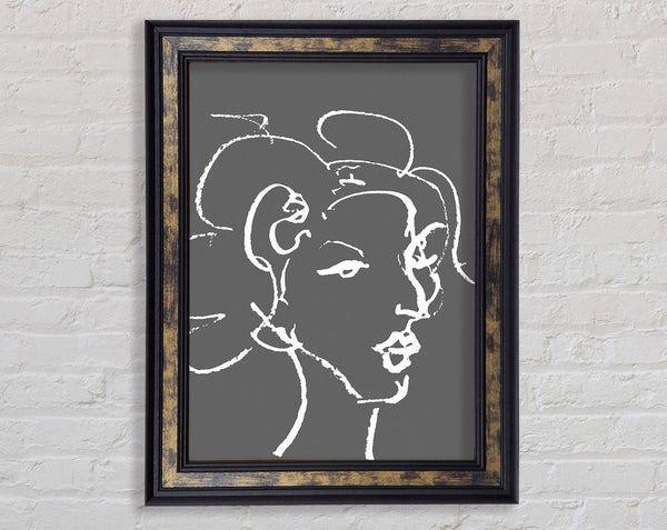 Pretty Lady Sketch Grey Framed Print