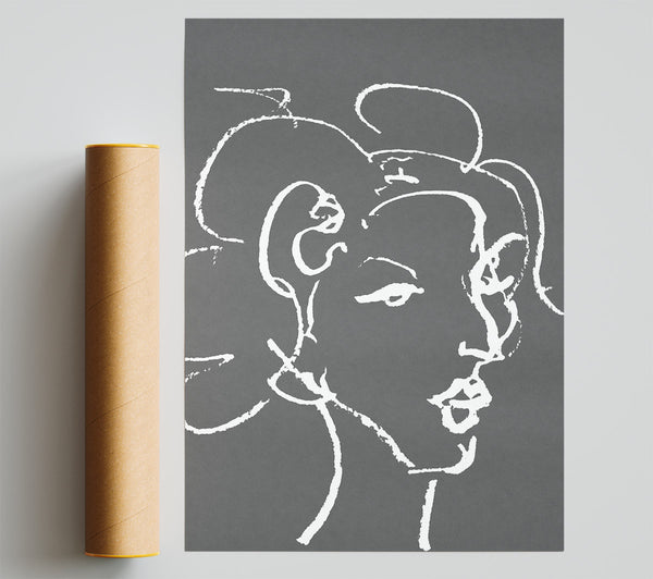 Pretty Lady Sketch Grey Print