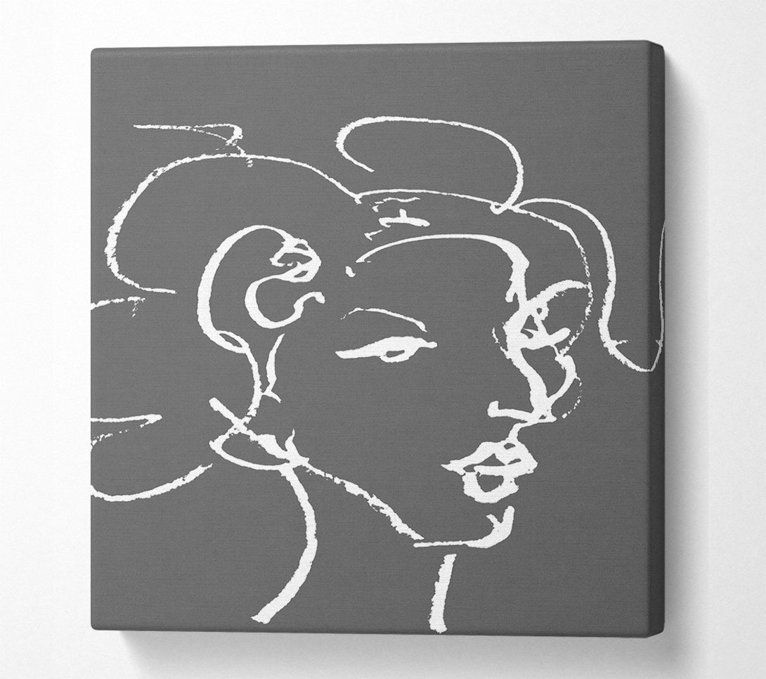  A Canvas Print of Pretty Lady Sketch Grey Canvas Wall Art