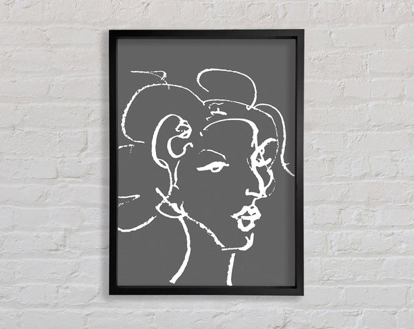 Pretty Lady Sketch Grey Framed Print