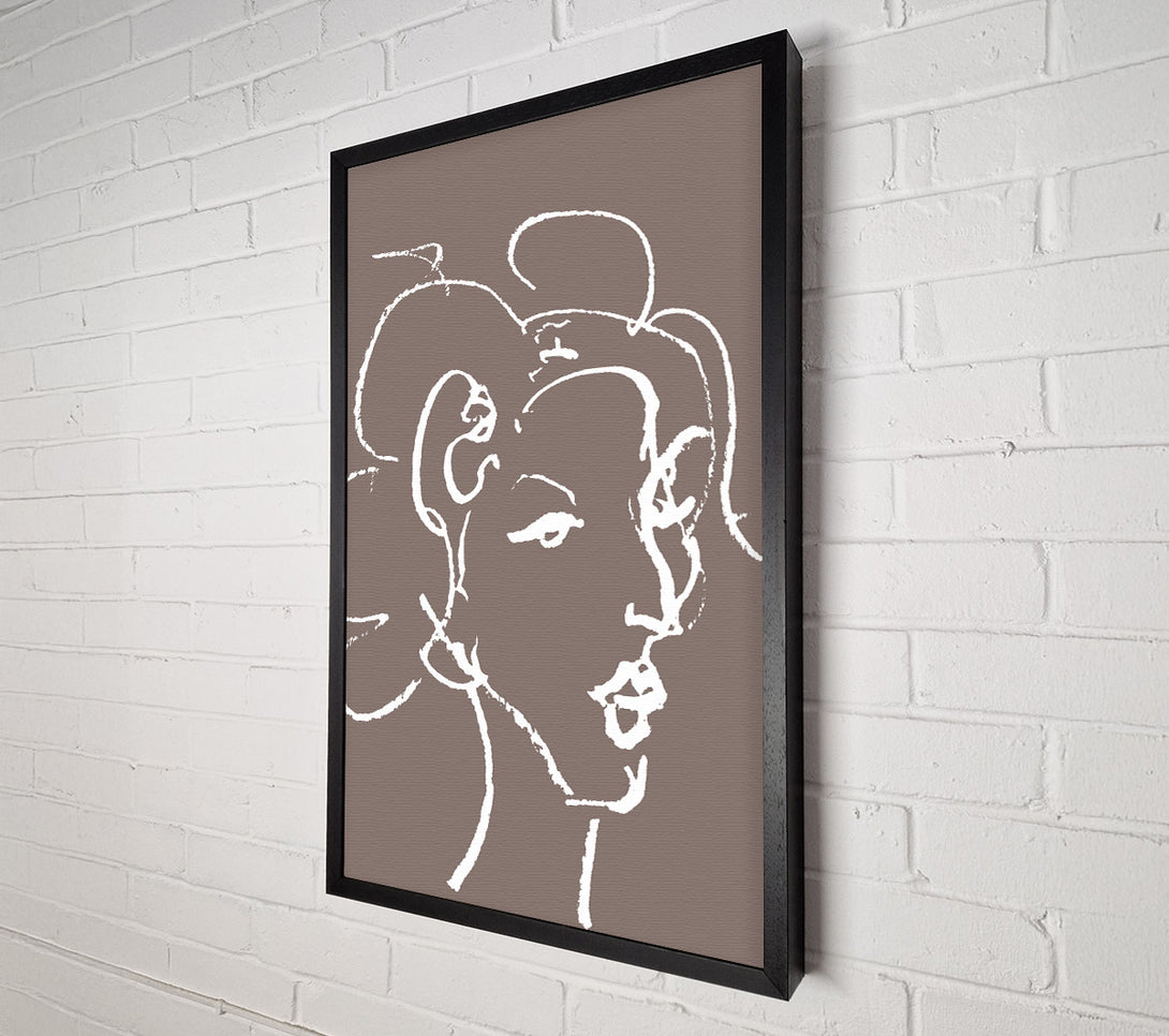  A Canvas Print of Pretty Lady Sketch Beige Canvas Wall Art