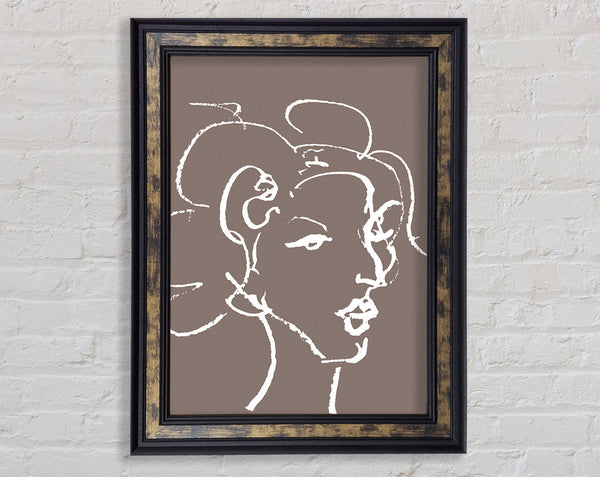 Pretty Lady Sketch Beige Framed Print