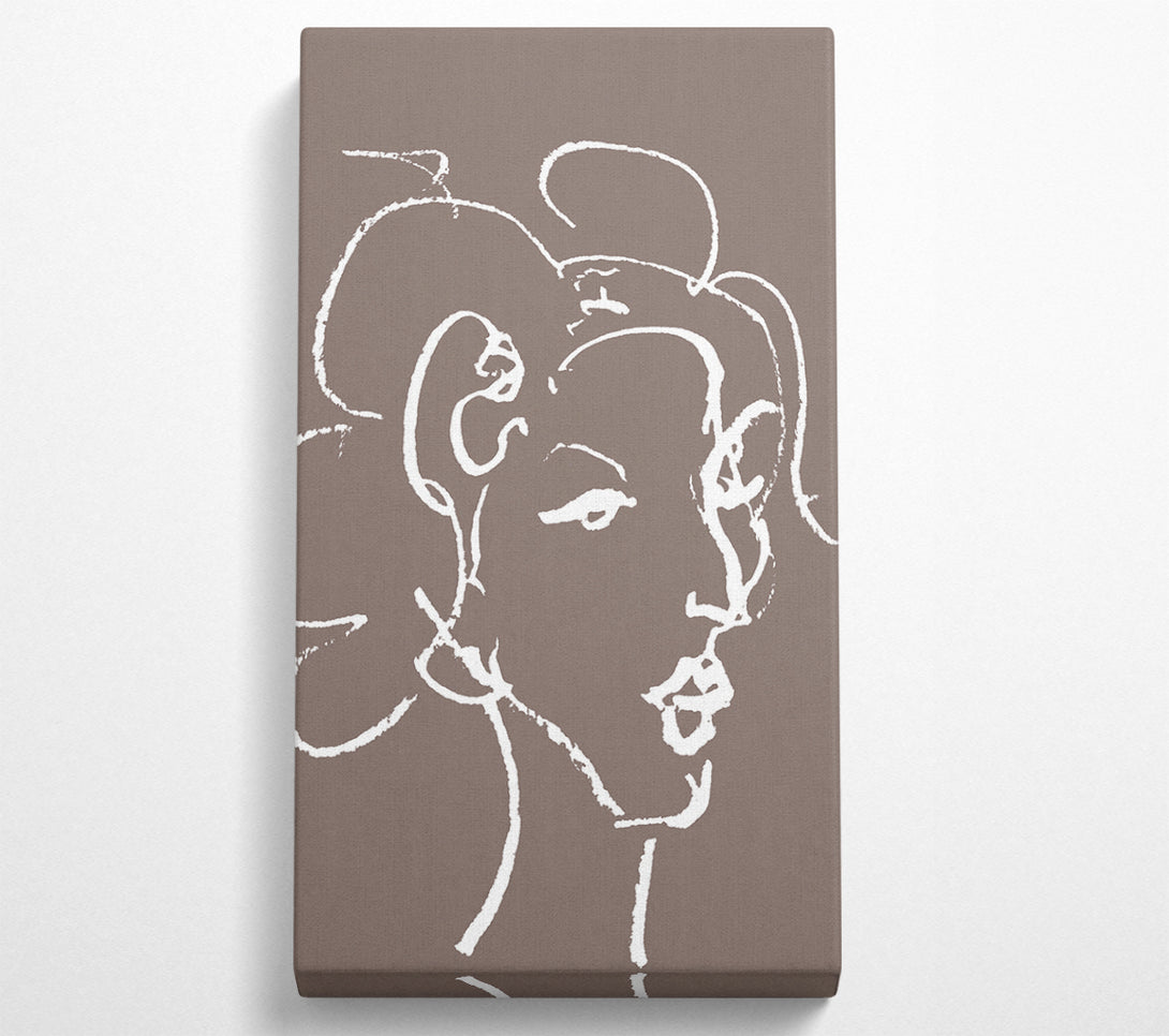 A Canvas Print of Pretty Lady Sketch Beige Canvas Wall Art