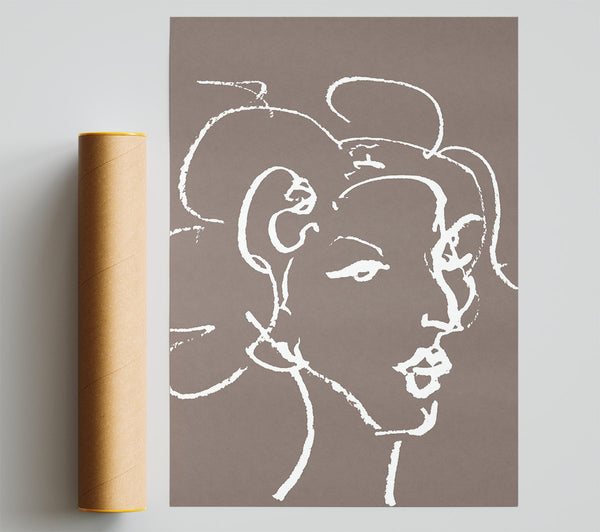 Pretty Lady Sketch Beige Poster