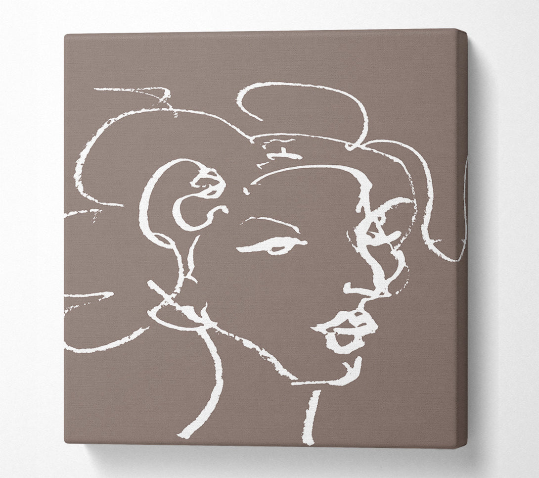  A Canvas Print of Pretty Lady Sketch Beige Canvas Wall Art