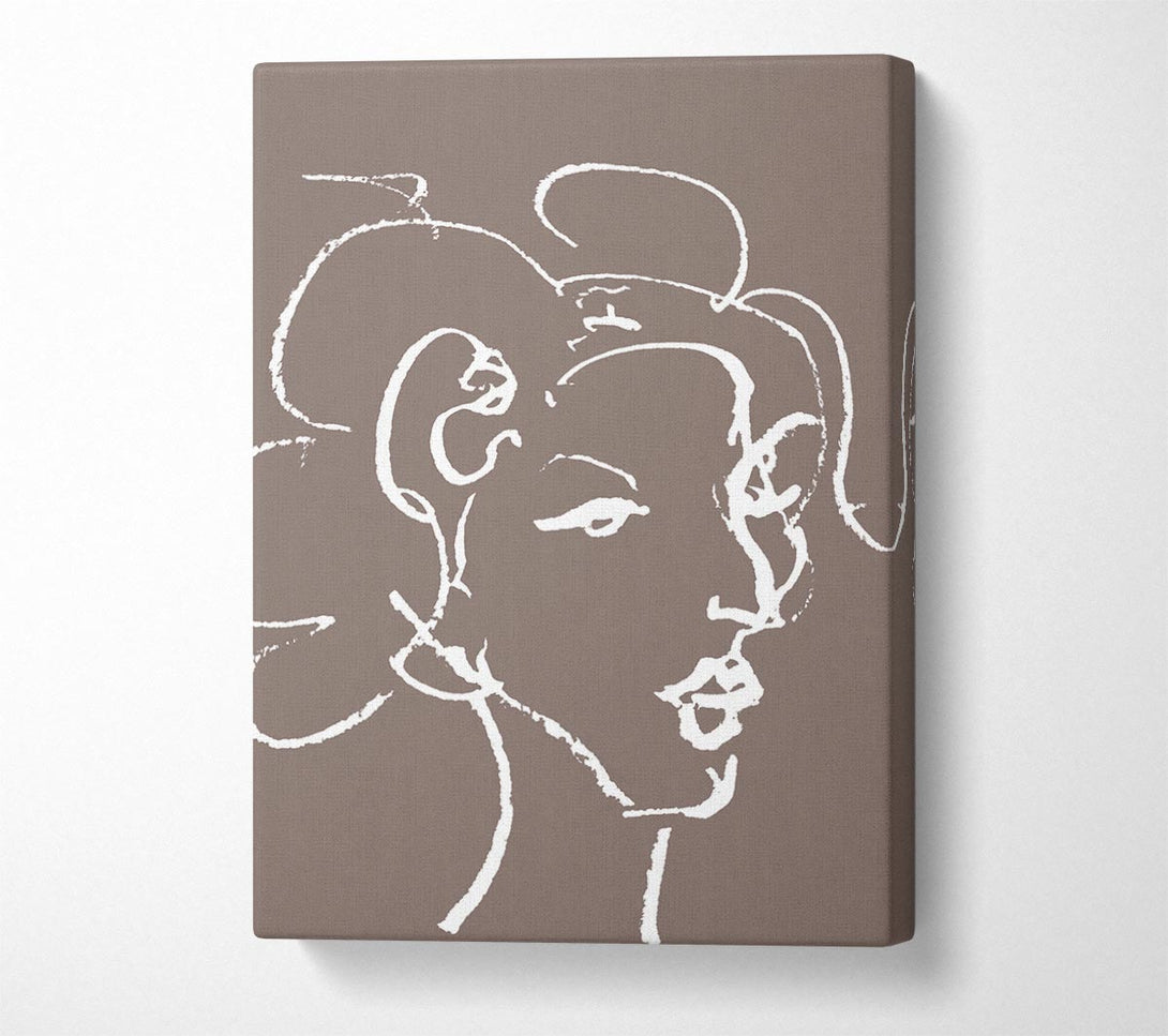  A Canvas Print of Pretty Lady Sketch Beige Canvas Wall Art