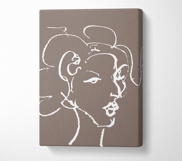  A Canvas Print of Pretty Lady Sketch Beige Canvas Wall Art