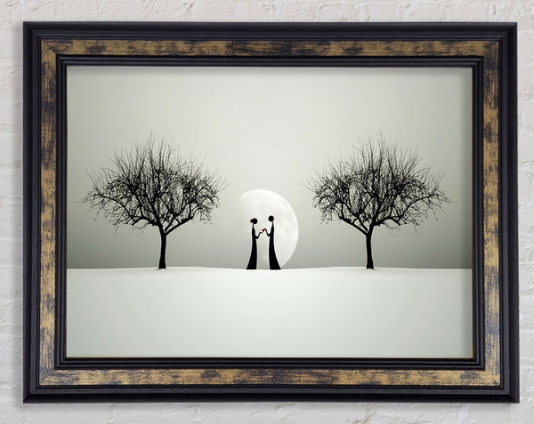 Love Between The Trees And Moon Framed Print