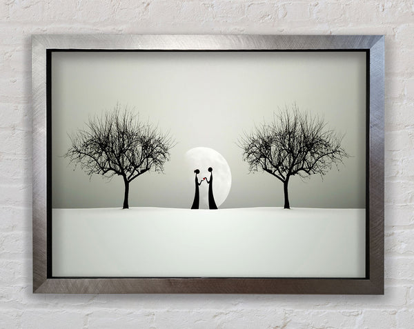 Love Between The Trees And Moon Framed Print